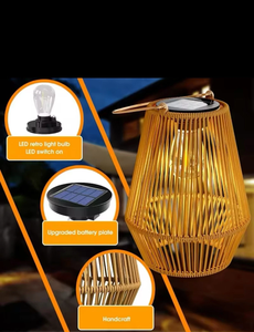 Luces solares de ratán, luces solares hechas de materiales naturales, luces hechas a mano, decoración del hogar, decoración ecológica del hogar, venta al por mayor. - Product Image 2