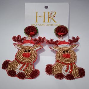 Boucles d'oreilles en perles de renne plaqué or faites à la main bijoux de fête de mariage joyeux pour cadeau de fiançailles inspiré de l'amour - Product Image 3