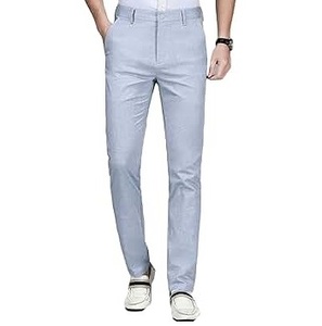 กางเกงเดรสเข้ารูปสำหรับผู้ชายกางเกงผ้าฝ้าย100% ระบายอากาศได้ดีทำจากผ้าฝ้ายแฟชั่นใหม่2025 - Product Image 1