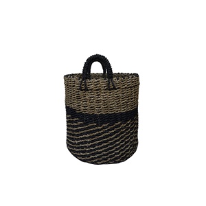 Seagrass <b>Round</b> <b>Basket</b> Set 3 with Handle-Eco-Friendly Clothing Storage Multi-Purpose - Product Image 2