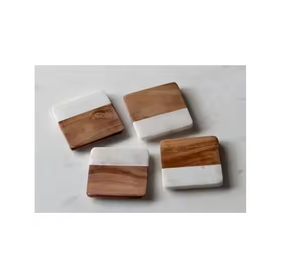 Posavasos de mármol de madera hecho a mano ecológico reutilizable estilo rural artesanías de piedra verde logotipo personalizado embalaje para Home Hotel - Product Image 2