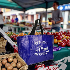 Bolsas de Compras Tejidas de PP con Patrón y Empaque Personalizables, Opciones Multitamaño - Product Image 1