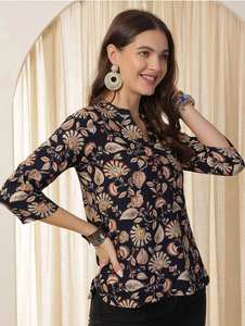 Nouvelle arrivée Kurti court en rayonne à imprimé floral - Product Image 2