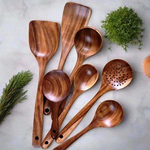 Ensemble de service à salade en bois d'acacia et résine, ensemble de service à salade en bois naturel avec 2 spatules, ustensiles durables faits à la main - Product Image 5