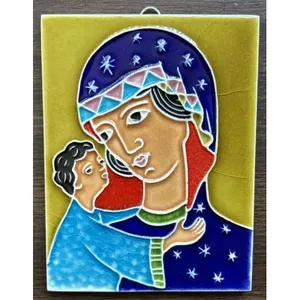 มาดอนน่าหลากสีสันทางศาสนาของลูเซียโน่และกระเบื้องเด็ก4 "x 6" สำเนียงผนังโบราณ - Product Image 1