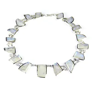 Collar de Plata 925 con Cuentas de Piedra Lunar, Joyería Religiosa con Piedras Preciosas para Mujer, Regalo de Boda con Diamante como Piedra Principal - Product Image 1