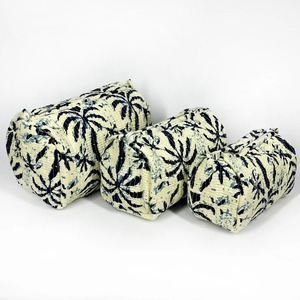 Ensemble de voyage 3 pièces en coton matelassé vintage fabriqué à la main pour étui-Écologique Résistant à l'eau Durable-Coton bleu indigo - Product Image 3