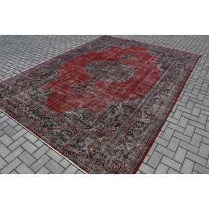 Vintage Oversize Rug, 8.8x12.2 ft Turkish Rug, <b>Red</b> <b>Wool</b> Rug - Product Image 3
