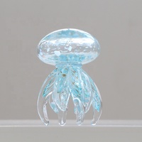 Décoration en verre Bixuan en forme de méduse, soufflée à la bouche, ornement animal marin bleu ambre, design côtier moderne, figurine pour présentation sur table ou étagère
