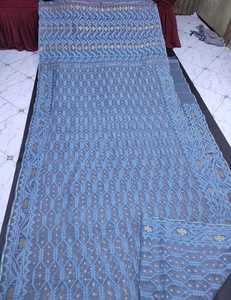 Nouvelle arrivée Deshi Dhakai Jamdani Sharee qualité d'exportation pour les femmes JAMDANI tissu bleu rouge vert doré bleu ciel du Bangladesh - Product Image 3