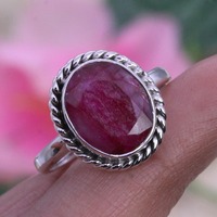 Bague de fiançailles et de mariage en argent sterling 925 avec rubis rouge taille poire, faite à la main, plaquée rhodium, bijou rotatif, meilleur design, naturel