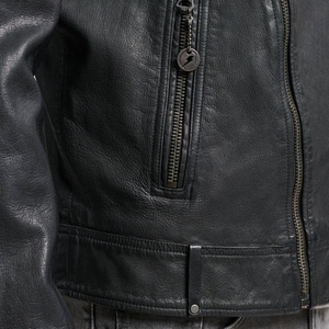 2023แจ็กเก็ตหนัง OEM สำหรับผู้ชายคอตั้งดีไซน์ที่ดีที่สุดสำหรับชุดกลางแจ้งสไตล์สตรีท - Product Image 5