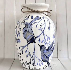 Florero antiguo de cerámica pintado a mano con mango Diseño Art Deco Florero de piso de boda Decoración para el hogar - Product Image 2