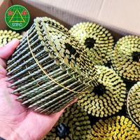 Clous en bobine de 2-1/2 pouces avec tête à motif quadrillé à tige lisse/à vis pour palette en bois, utilisation avec cloueuse pneumatique, fabriqué au Vietnam