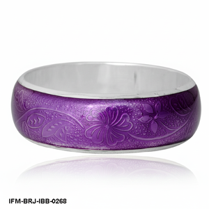 กำไลข้อมือทองเหลืองลายดอกไม้ประดับเคลือบสีม่วง งานฝีมือ สำหรับผู้หญิง ของขวัญสำหรับเธอ - Product Image 2