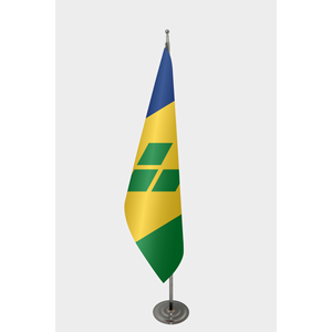 Bandera Oficial de San Vicente y las Granadinas para Interiores, Impresión Digital, Asta de Aluminio para Exhibición - Product Image 1