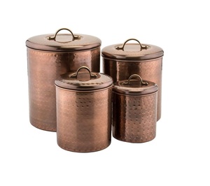 Boîte métallique en laiton antique pour café, thé, sucre, épices pour la maison ou la cuisine - Product Image 5