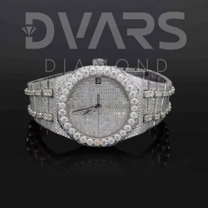 นาฬิกา Dvars Unisex ประดับโมอิสซาไนต์ เครื่อง ETA ระบบกลไกอนาล็อก ตัวเรือนสแตนเลสสตีล สีทองเหลือง/สีทองขาว ฝังเพชรเต็มหน้าปัด - Product Image 6