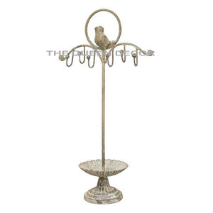 Présentoir de bijoux en fil métallique avec revêtement en poudre d'or finition Base ronde à deux oiseaux qualité supérieure pour l'organisation - Product Image 1