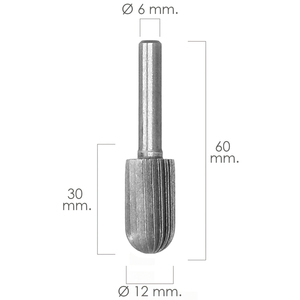 Fresa Rotativa per Metallo, Curva Cilindrica, Ø/12 mm. Per Trapano/Fresatrice. - Product Image 2