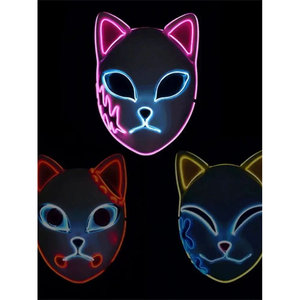Maschera LED Luminosa a Forma di Gatto per Halloween, Maschera Integrale in PU per Bambini, Costume da Cattivo, Maschera Morbida EL per Feste Horror - Product Image 4