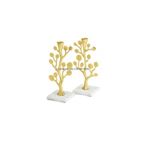 Leaf Designing Gold Plated Metal Aluminum <b>Candle</b> <b>Holders</b> Marvelous New Look Pattern Handmade Unique <b>Candle</b> <b>Holder</b> for Sale - Product Image 1