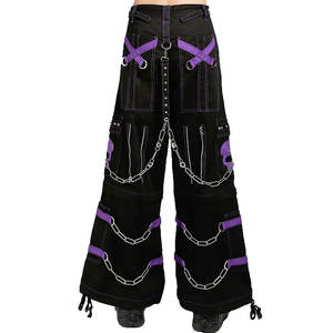 Pantalon GOTHIC pour femme, motif crâne, noir/violet, couture, 100% coton, poches profondes, 2026 - Product Image 2