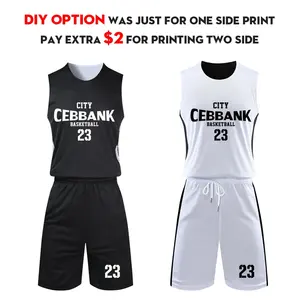 Maillots de basket-ball bon marché en polyester pour hommes, maillots de basket-ball réversibles, tailles plus grandes, adultes, respirants, chemises de basket-ball double face - Product Image 5