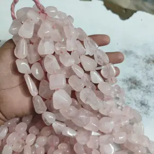 100% Natural rose quartz tumbled beads Faceted Gemstone Gemstone Wand for Home Decoration Accessories for Sale