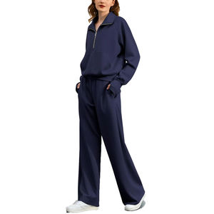 Nouvelle mode ensemble de survêtements deux pièces pour femmes vêtements de sport solides vêtements de détente ensemble de survêtements d'entraînement à manches longues pour femmes - Product Image 3