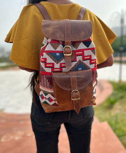 Hot <b>Sale</b> Jacquard Leather Handmade Backpack Real Leather Rucksack Unisex Multi Uses New Design <b>Bag</b> Wholesale <b>Bulk</b> Product - Product Image 3