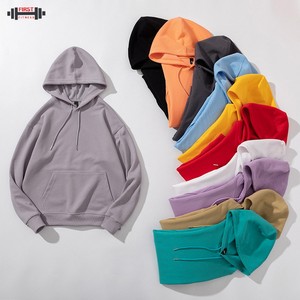 Venta al por mayor colorido hombro caído invierno hombres 100% algodón polar personalizado cordón pulóver con capucha 300gsm alta calidad - Product Image 5
