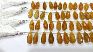 Cuentas de Aguamarina Amarilla Natural Facetadas en Forma de Lágrima de 8x20mm, Cuentas Briolette EMINENT JEWEL, Se Venden por Hilo de 8 Pulgadas de Largo - Product Image 2