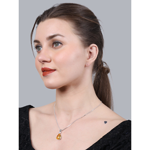 Cadena de Eslabones Chapada en Oro de 14k/18k con Diamantes Amarillos Vintage y Modernos, Forma de Pluma y Gota de Agua, Ideal para Compromiso, Boda, Excelente Regalo - Product Image 3