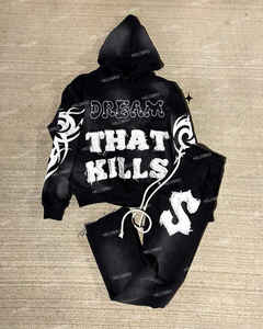 เสื้อฮู้ดดี้คอตตอน400gsm รุ่นที่ใส่ในฤดูหนาวมีซิปเสื้อผ้าแนวสตรีทแวร์ปักลายกราฟิกปะติดลายนูนเรียกร้องมากที่สุดสำหรับฤดูหนาว - Product Image 4