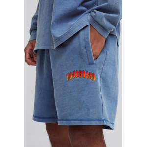 Shorts para hombre con logo impreso personalizado, lavados al ácido, 100% algodón, forro polar, 300 GSM, ligeros. - Product Image 1