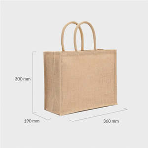 <b>Medium</b> Jute Tote <b>Bag</b> with Padded Rope Handles Canvas PVC Material Screen Letter Printed Beach <b>Bag</b> for Daily Use Advertising - Product Image 2