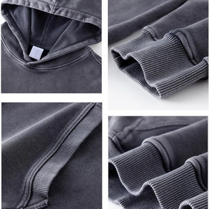 Streetwear Pullover Custom Vintage Washed Oversized <b>Black</b> Hoodie Unisex Casual Long Sleeve Kangaroo Pocket Soft Cotton Hoodie - Product Image 6