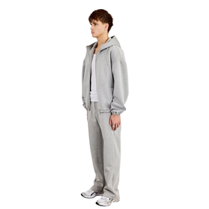 Conjunto Deportivo Reklo Industries para Hombre, Color Gris Claro, Talla Grande, Sudadera con Cremallera de Felpa Gruesa, Pantalones Deportivos de Pierna Recta, Estilo Casual de Invierno - Product Image 3