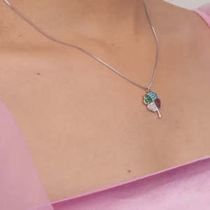 Pendentif en zircone chromatique argenté en forme de cœur avec chaîne à maillons, certifié GDTC, bijoux à la mode, breloques - Product Image 3