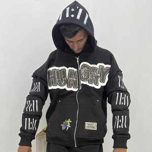 Sudadera con Capucha Extra Grande de Estilo Vintage, Lavada, con Cierre, para Hombre, Fabricante al por Mayor, OEM, Personalizada - Product Image 2