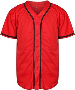Maillot de baseball à rayures boutonnées, col en V, manches courtes, uniforme d'équipe, sublimation, vêtements de sport vierges - Product Image 3
