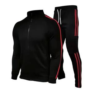Automne hiver 2 pièces survêtement décontracté respirant survêtement Sport Gym veste manches longues pantalons de survêtement couleur unie Patchwork Design - Product Image 3