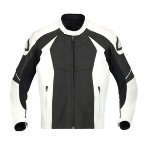 Chaqueta de invierno de cuero de vaca genuino de calidad superior, protecciones blindadas CE, carreras, Blanco/Negro, Unisex, a prueba de viento - Product Image 3