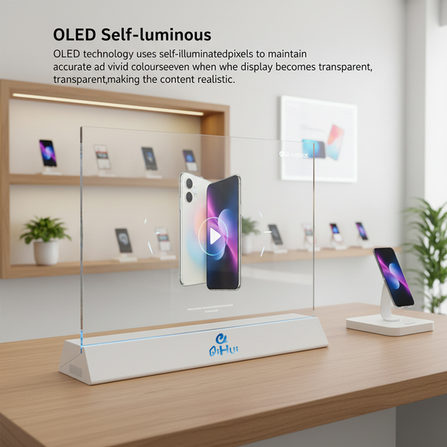 Factory Custom 50 Inch Transparent OLED Display Self Luminous Touch Screen Commercial Showcase Digital Signage Solution
