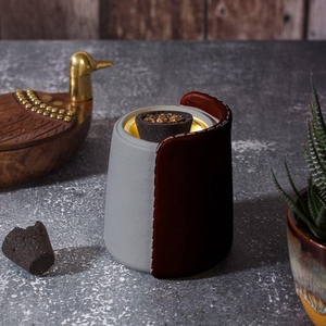 Handmade Luxury Leather <b>Bakhoor</b> Burner Portable <b>Oud</b> Incense Holder with Gold Metal Bowl Arabic Mabkhara Home Office Decoration - Product Image 4