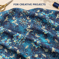Tissu Jacquard Texturé Bleu Marine à Motifs Floraux et Papillons pour Robes, Rideaux, Nappes, Sacs et Décoration Intérieure – Vente en Gros