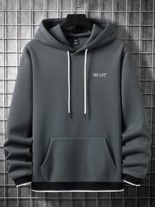 Sudadera con Capucha de Forro Polar Transpirable de Moda para Invierno, Cómoda Mezcla de Poliéster/Algodón, Diseño Bordado y con Cuentas, Bolsillo con Estampado Digital - Product Image 5