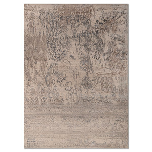 Alfombra Kavi Ivory de Lana y Seda de Bambú Anudada a Mano, Unstring Srb(703), Diseño Abstracto para Uso Doméstico - Product Image 1