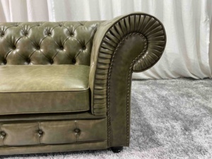 ชุดโซฟาห้องนั่งเล่นสไตล์เชสเตอร์ฟิลด์เฟอร์นิเจอร์โซฟาหนัง3ที่นั่งดีไซน์หรูหราใหม่ - Product Image 5